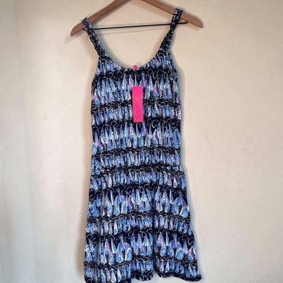 Lilly Pulitzer Loro Romper, Low Tide Navy Sails and Stripes, size S NWT - Picture 4 of 6
